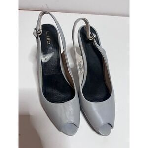 Liuid Charlotte Grey Leather Peep Toe Slingback Heels Womens Size 8 131215